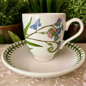 Portmeirion Botanic Garden Forget Me Not Footed Demitasse Cup & Saucer Set